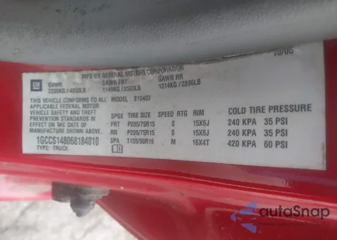 2006 Chevrolet Colorado Work Truck from USA, damaged, VIN 1GCCS148068184010